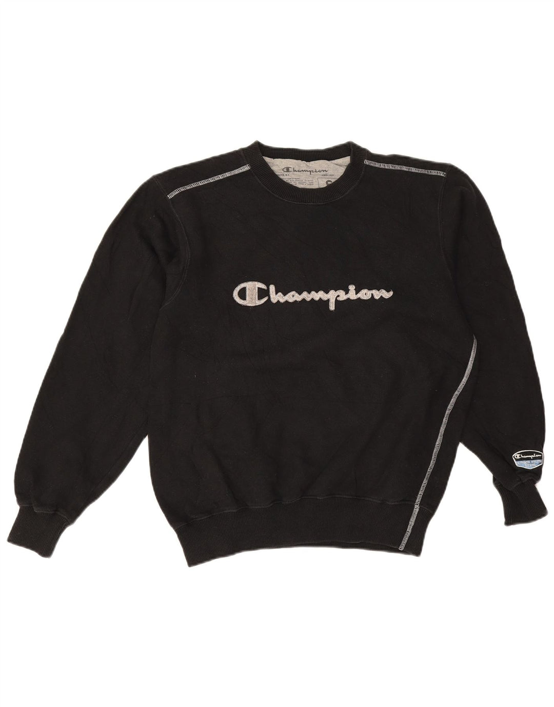 CHAMPION Womens Oversized Graphic Sweatshirt Jumper UK 10 Small Black
