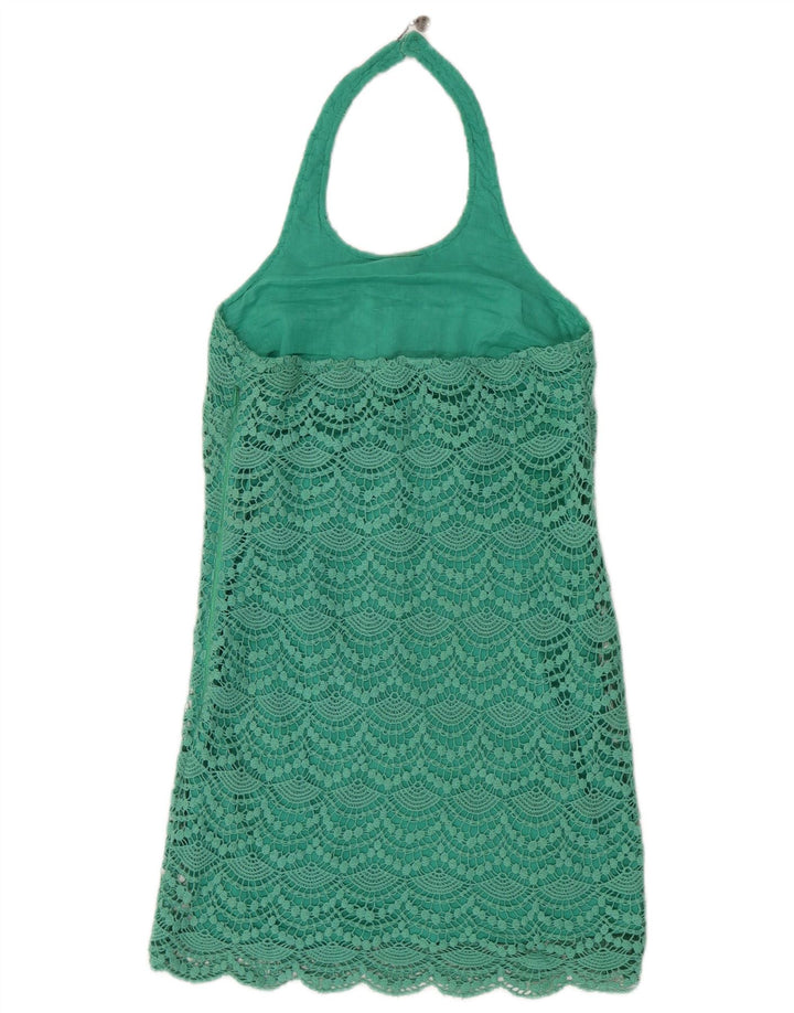 GUESS Womens Lace Halter Dress UK 4 XS Green Cotton