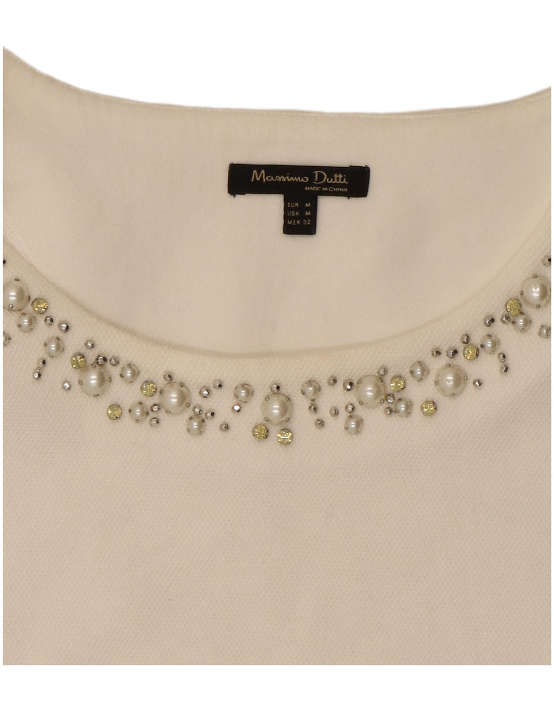 Massimo Dutti Womens Top 3/4 Sleeve UK 14 Medium White