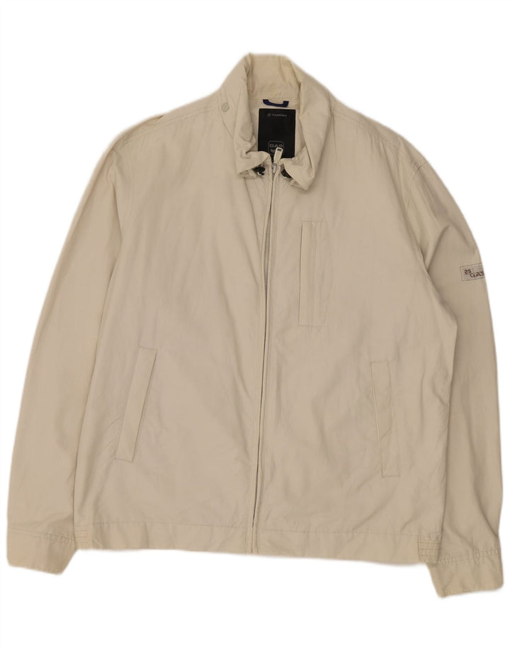 Gas Mens Hooded Bomber Jacket UK 40 Large White Cotton