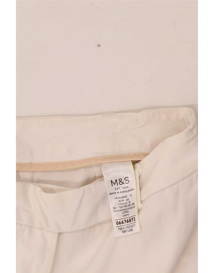 Marks & Spencer Womens Slim Suit Trousers UK 12 Medium W30 L28 Off White