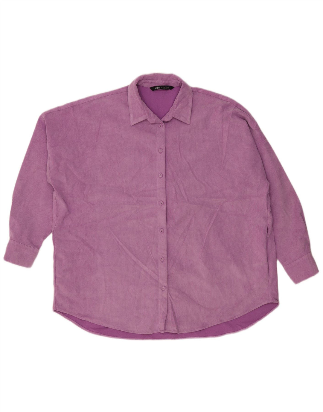 Zara Womens Oversized Corduroy Shirt UK 14 Medium Purple Polyester