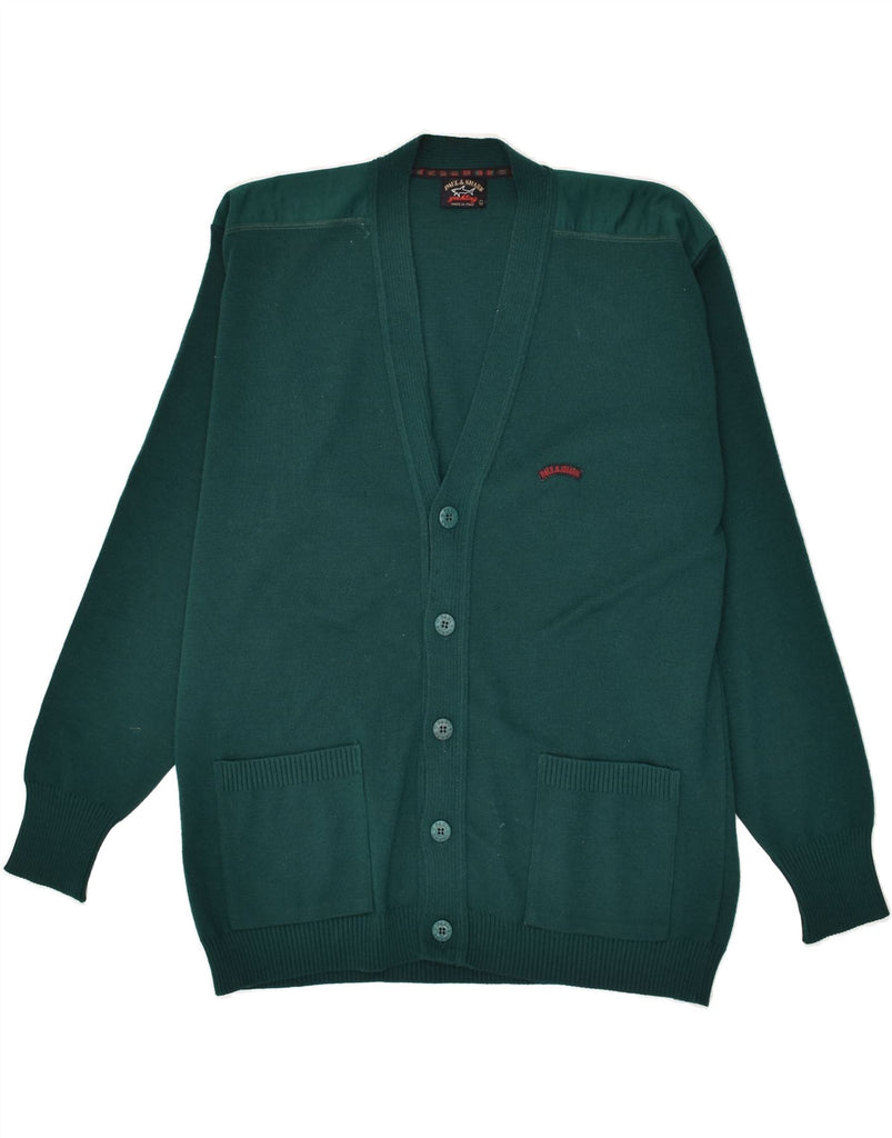 PAUL & SHARK Mens Cardigan Sweater Large Green Wool | Vintage Paul & Shark | Thrift | Second-Hand Paul & Shark | Used Clothing | Messina Hembry 