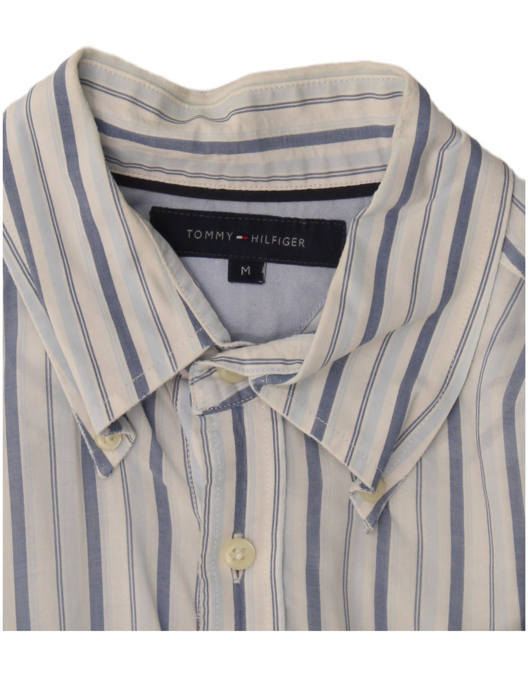 Tommy Hilfiger Mens Short Sleeve Shirt Medium Blue Striped