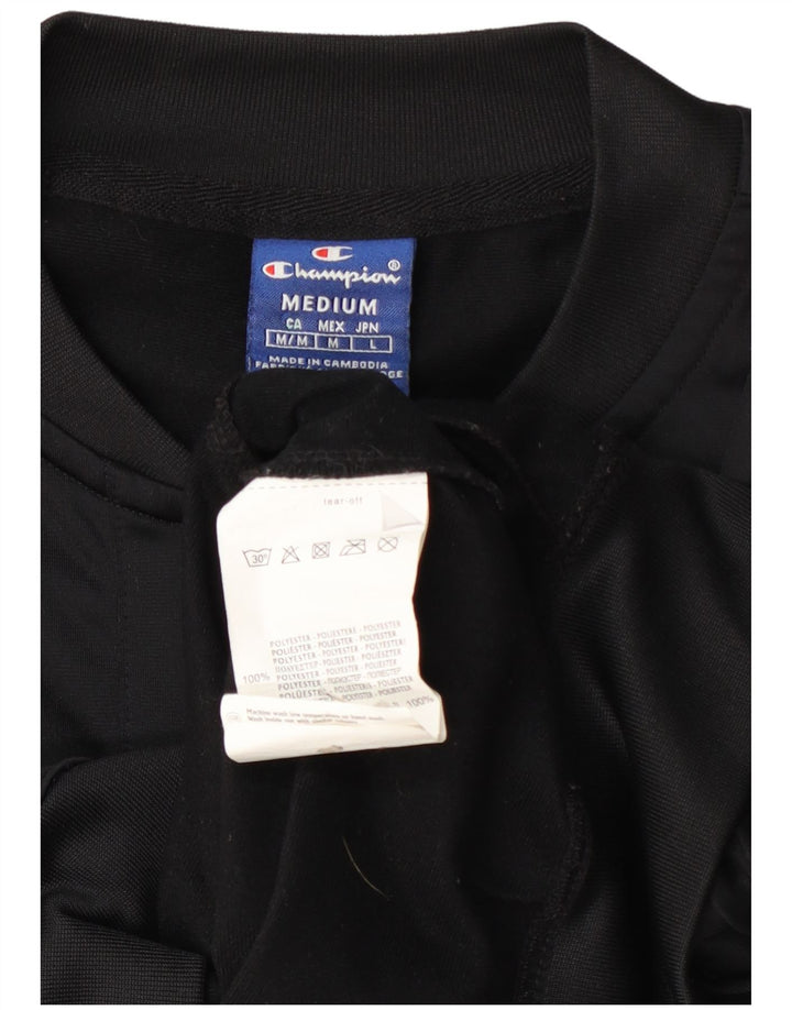 Champion Womens Graphic Tracksuit Top Jacket UK 14 Medium Black Colourblock