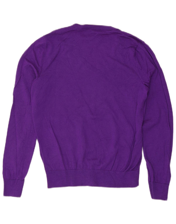 Ralph Lauren Womens V-Neck Jumper Sweater UK 18 XL Purple Merino Wool