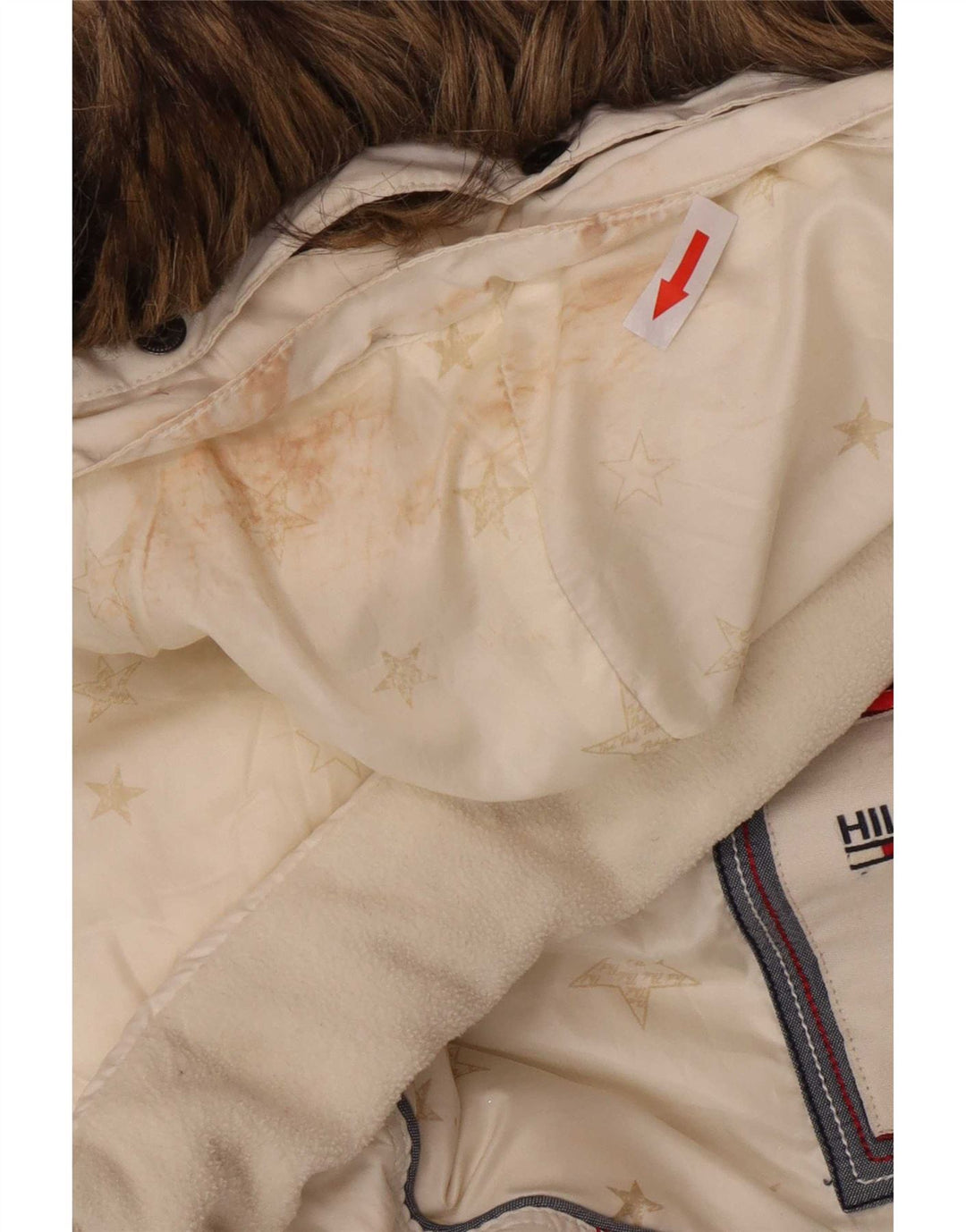 Tommy Hilfiger Womens Hooded Padded Coat UK 6 XS White Polyester