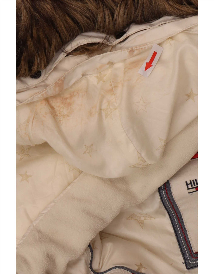 Tommy Hilfiger Womens Hooded Padded Coat UK 6 XS White Polyester