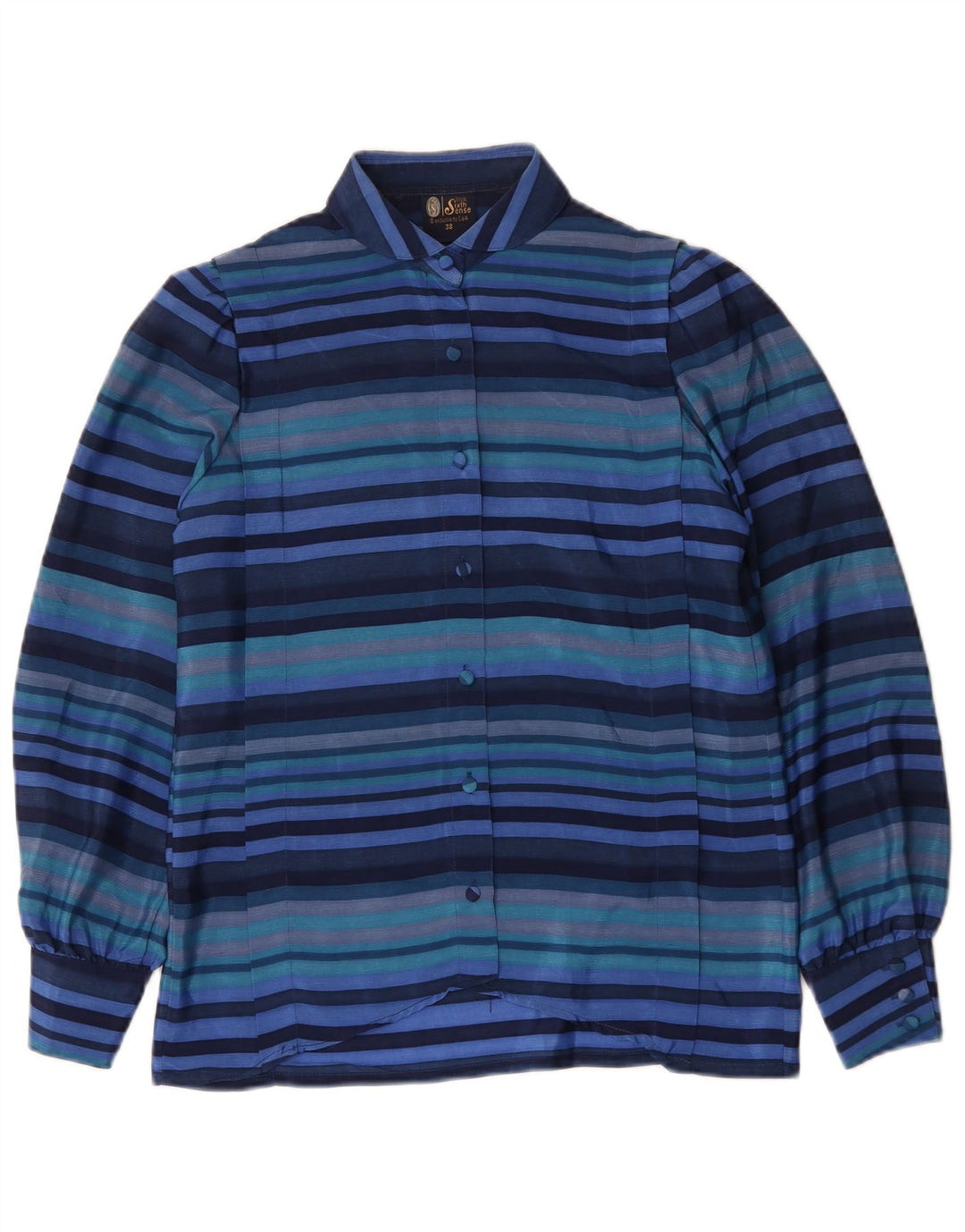 Your Sixth Sense Womens Shirt Blouse EU 38 Medium Blue Striped Polyester
