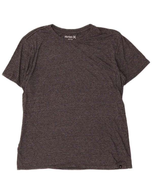 Hurley Mens T-Shirt Top Large Grey Flecked Polyester