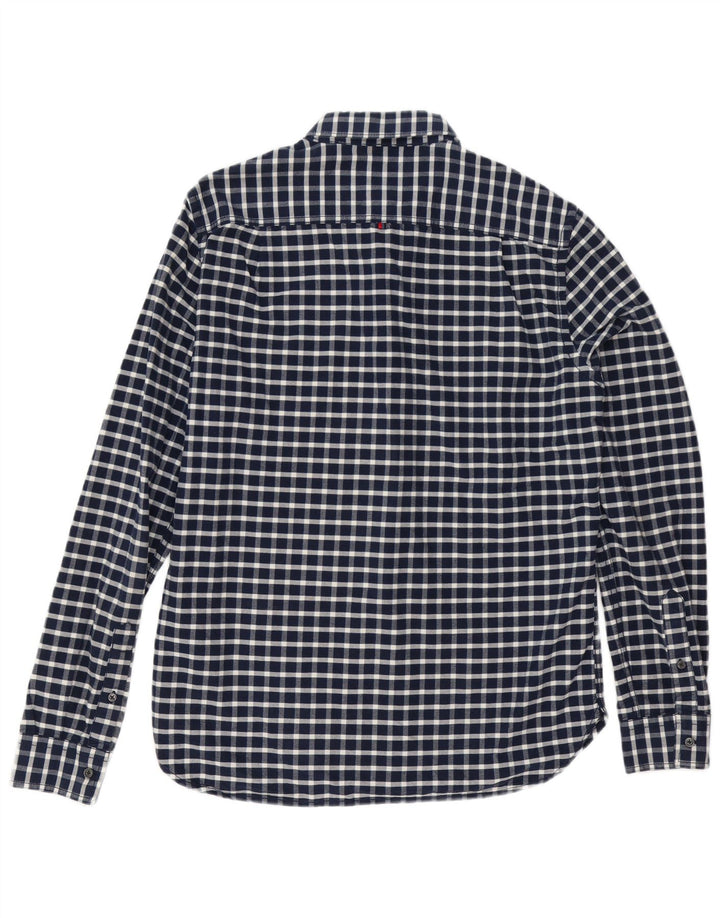 Superdry Mens Shirt Large Navy Blue Check Cotton