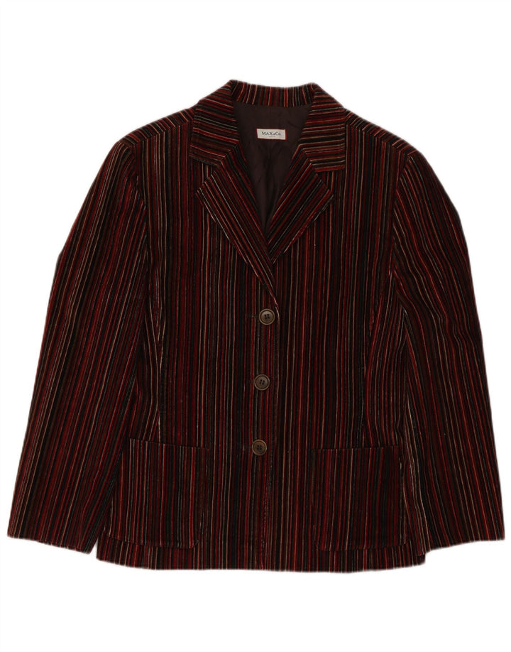 Max & Co. Womens 3 Button Blazer Jacket UK 10 Small Burgundy Striped