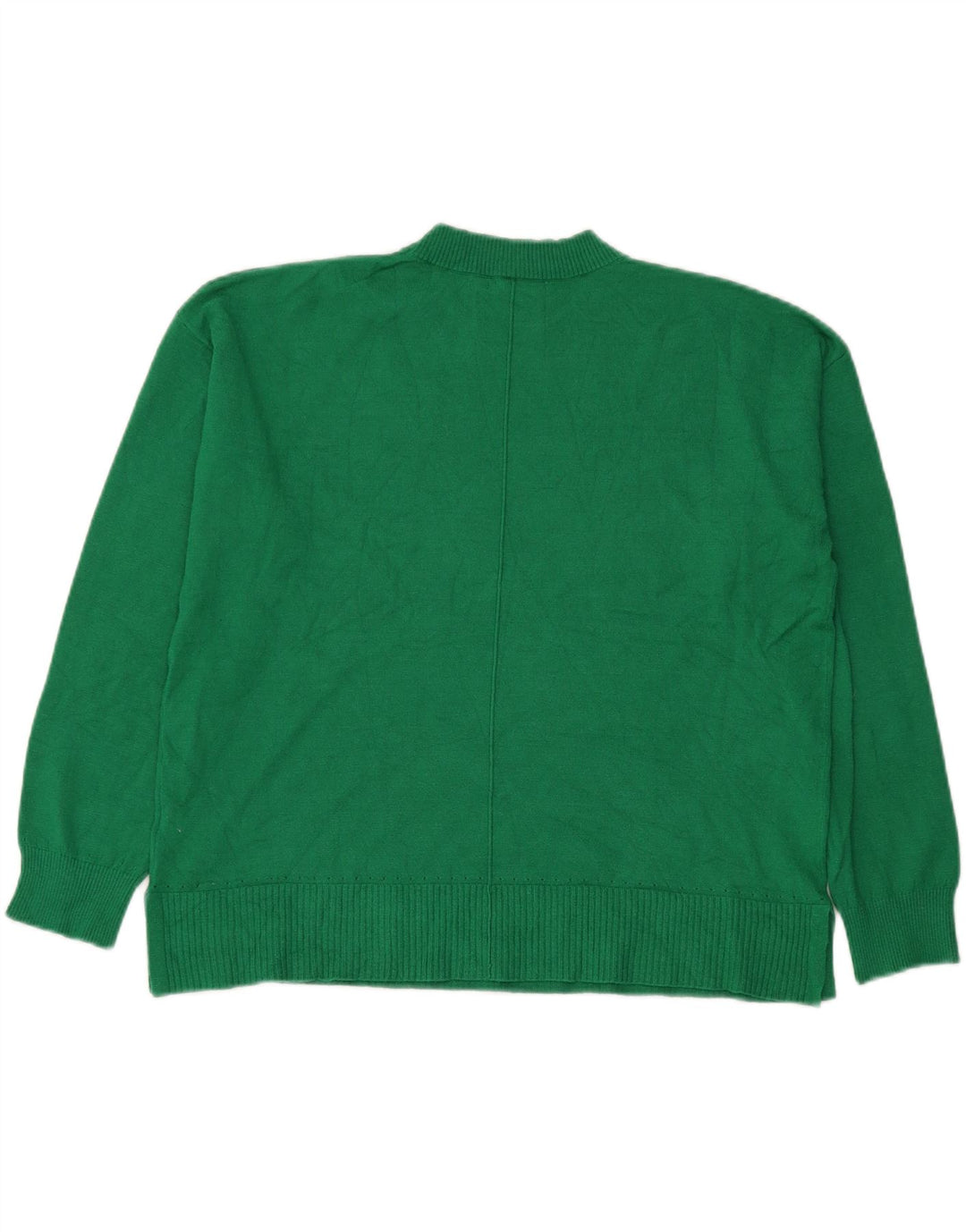 Oasis Womens Oversized Crew Neck Jumper Sweater UK 16 Large Green Viscose