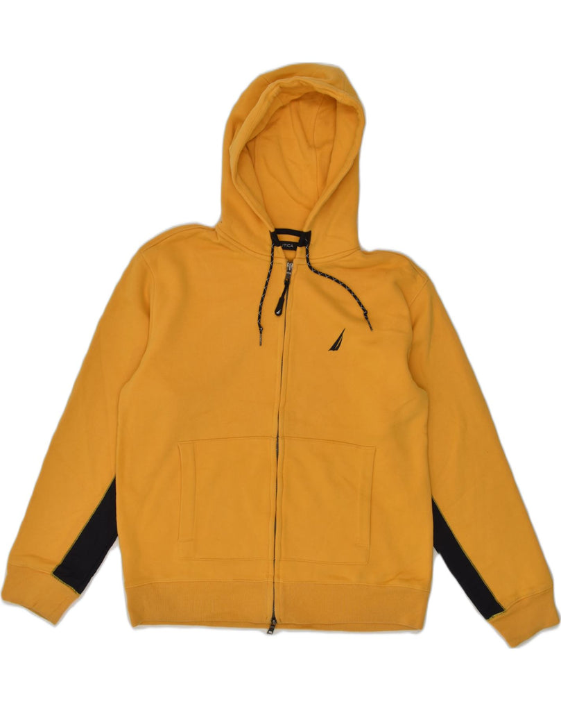 NAUTICA Mens Zip Hoodie Sweater Medium Yellow Cotton | Vintage Nautica | Thrift | Second-Hand Nautica | Used Clothing | Messina Hembry 