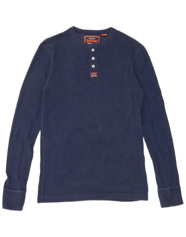 Superdry Mens Top Long Sleeve Small Navy Blue Cotton