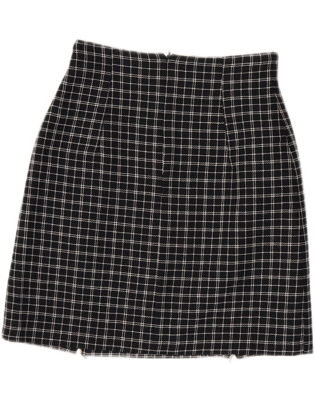 Vintage Womens Straight Skirt Small W26  Black Check Polyester