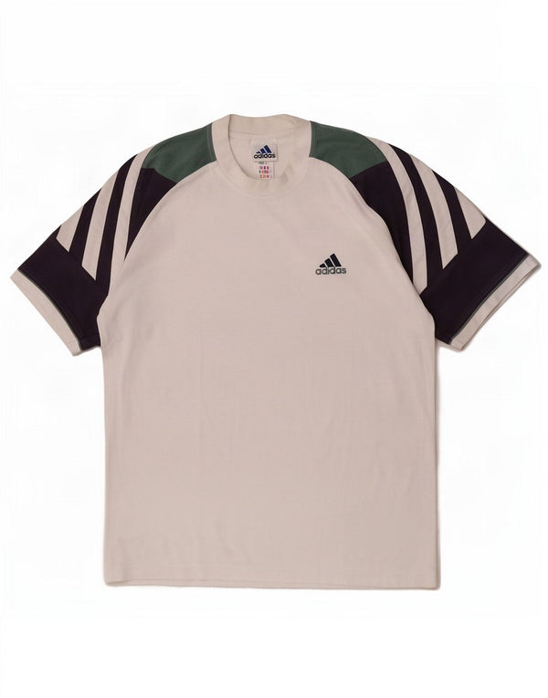Adidas Mens T-Shirt Top UK 38/40 Medium White Colourblock Cotton