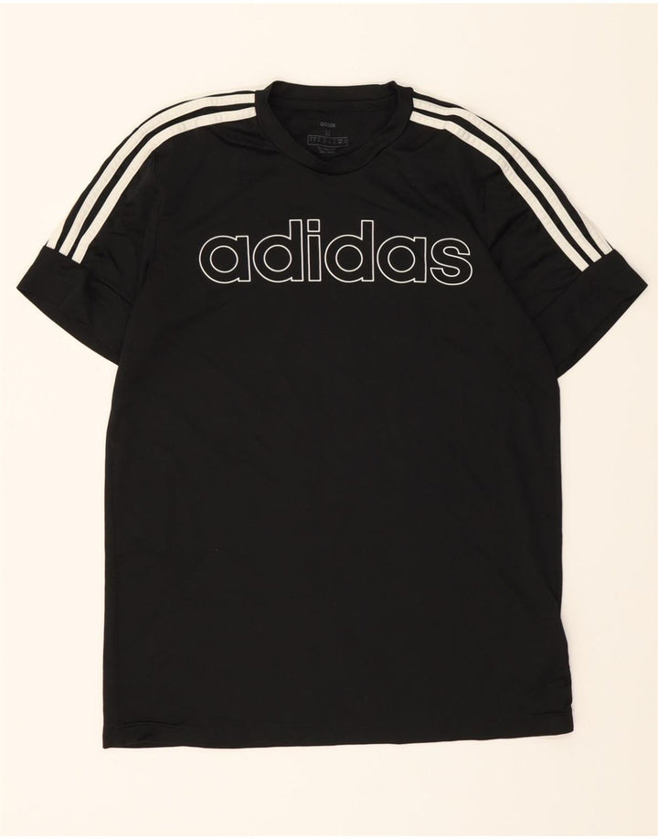 ADIDAS Mens Climalite Graphic T-Shirt Top Medium Black Polyester Vintage Adidas and Second-Hand Adidas from Messina Hembry 
