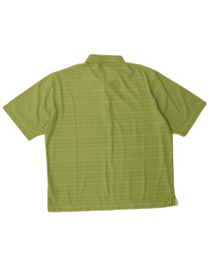 NIKE Mens Fit Dry Polo Shirt UK 42/44 Large Green Striped Polyester