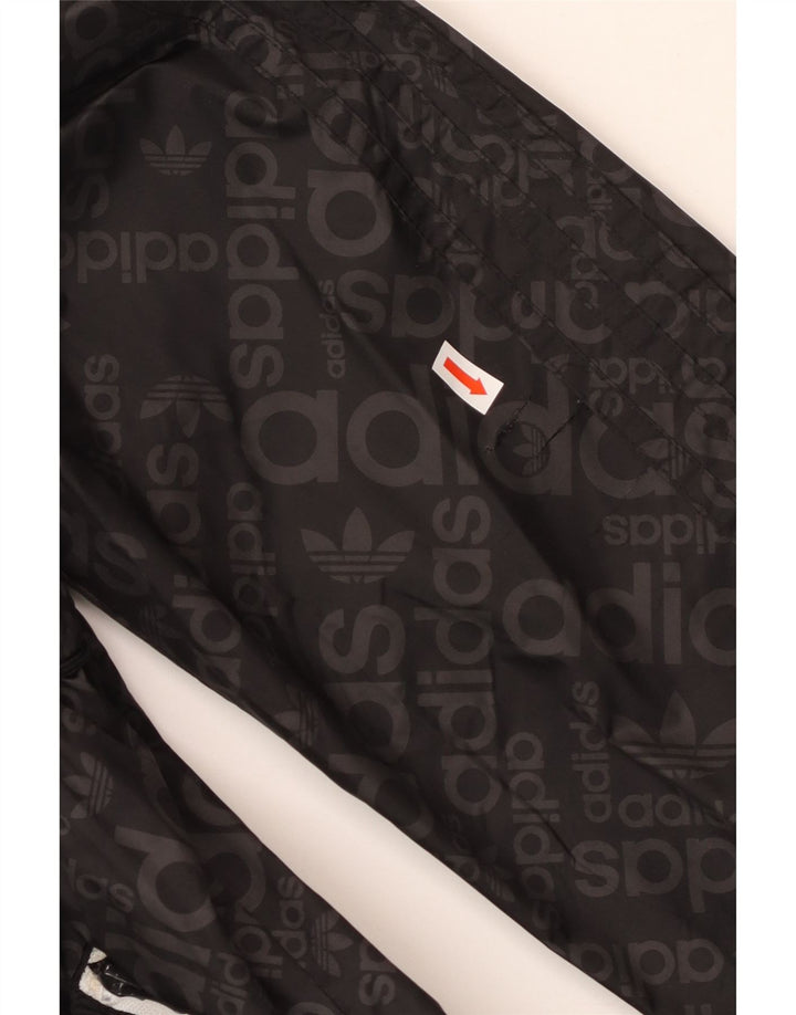 ADIDAS Mens Graphic Hooded Rain Jacket UK 38 Medium Black Polyamide