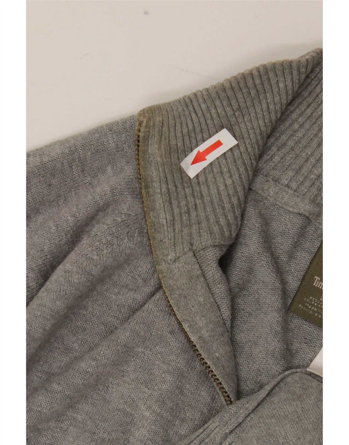Timberland Mens Regular Fit Zip Neck Jumper Sweater Large Grey Cotton