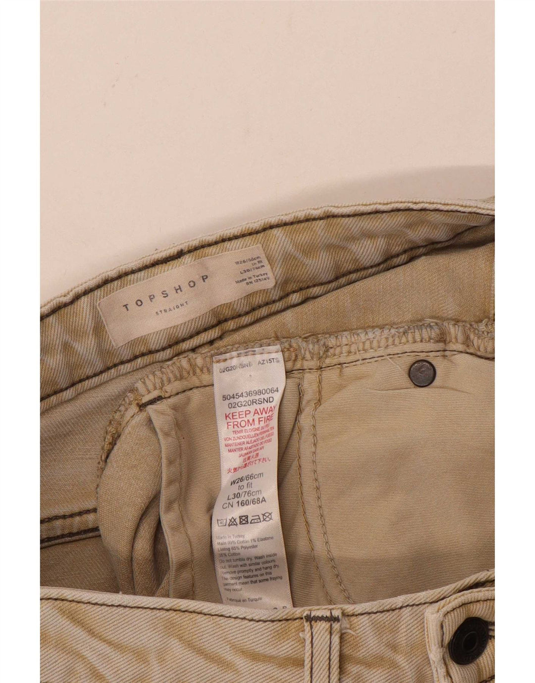 Topshop Womens Cropped Jeans W26 L25 Beige Cotton