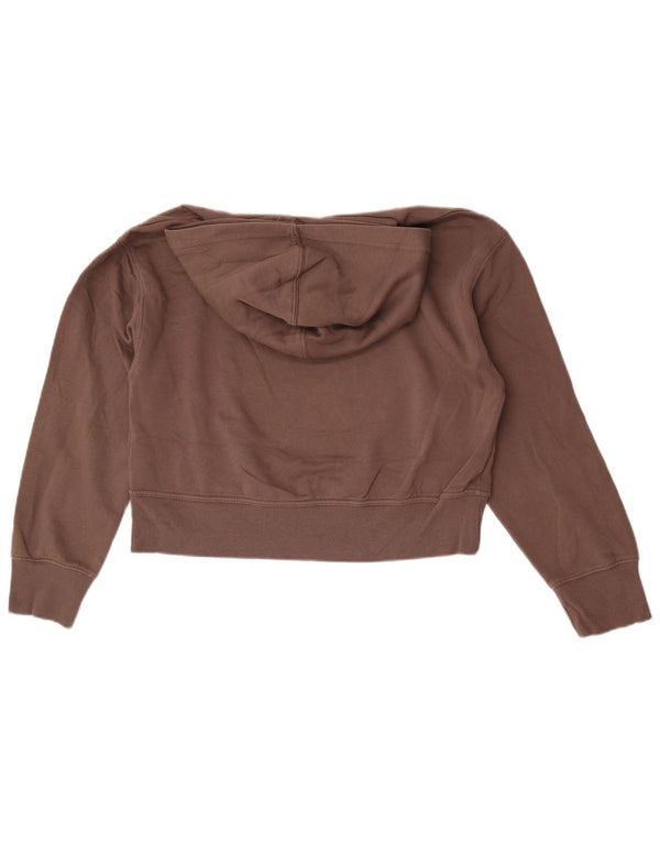 Zara Womens Crop Oversized Hoodie Jumper UK 10 Small Grey Cotton