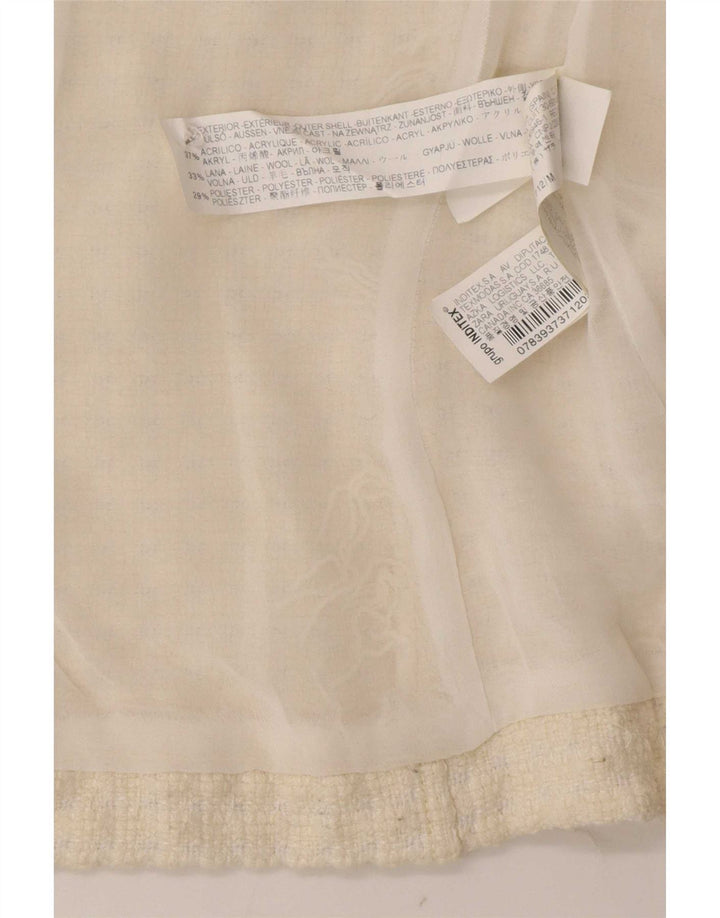 Zara Womens Full Zip Blazer Jacket UK 12 Medium Off White Acrylic