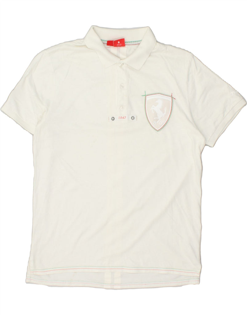 PUMA Mens Polo Shirt Medium White Cotton Vintage Puma and Second-Hand Puma from Messina Hembry 