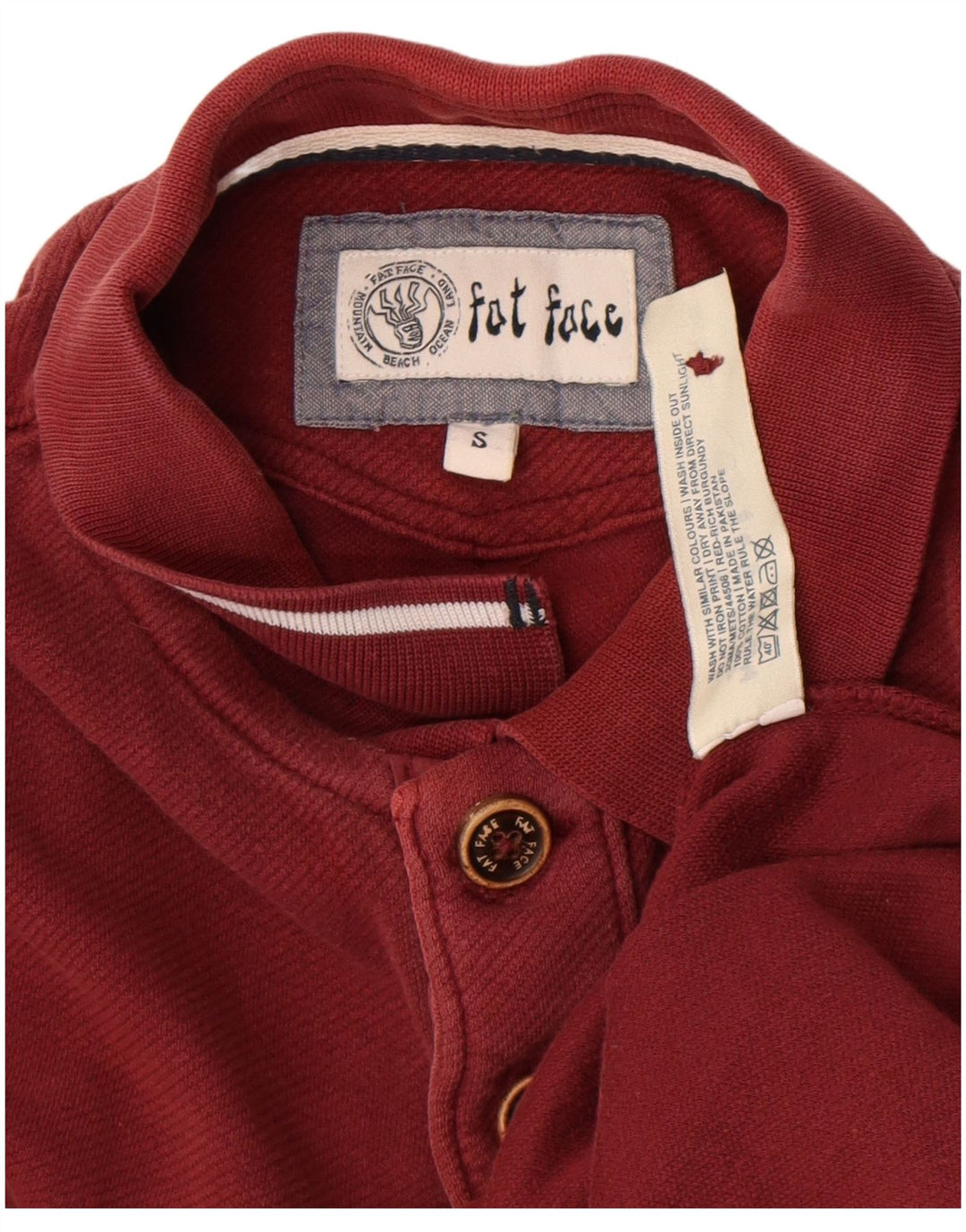 Fat Face Mens Long Sleeve Polo Shirt Small Red Cotton