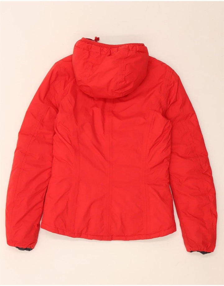 K-Way Womens Hooded Reversible Padded Jacket UK 10 Small Navy Blue