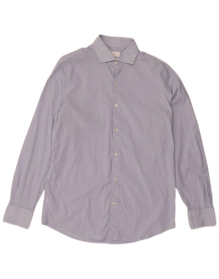 Massimo Dutti Mens Shirt Size 41 Medium Blue Pinstripe Cotton Classic