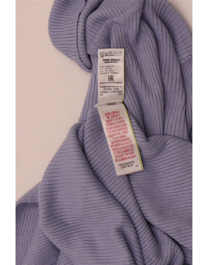 Marks & Spencer Womens Roll Neck Jumper Sweater UK 12 Medium Blue Viscose