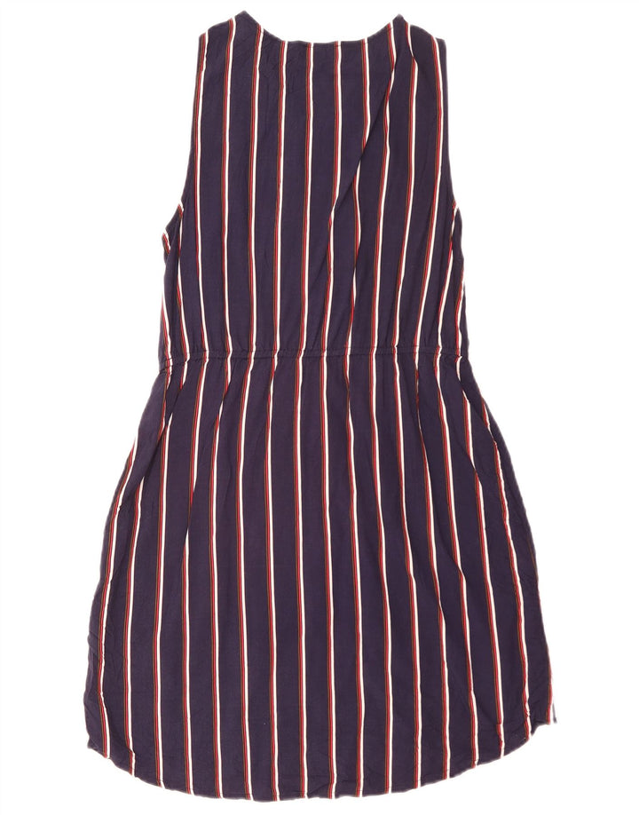 Guess Womens Sleeveless Basic Dress UK 12 Medium Navy Blue Striped Viscose