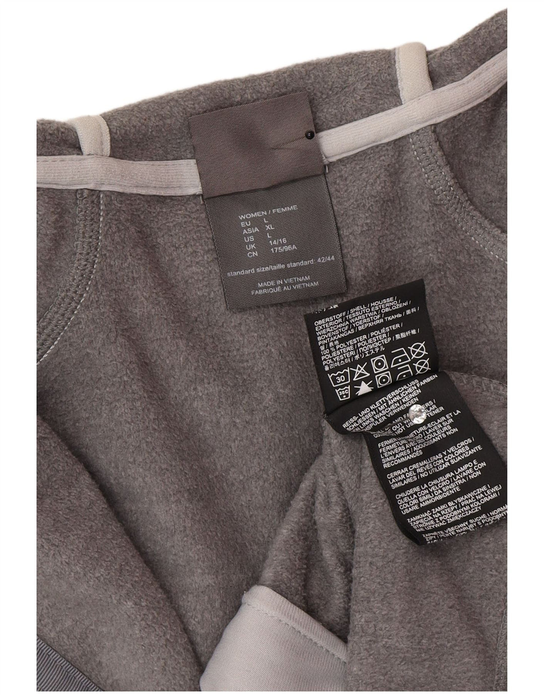 Jack Wolfskin Womens Zip Hoodie Sweater UK 14/16 Large Grey Polyester