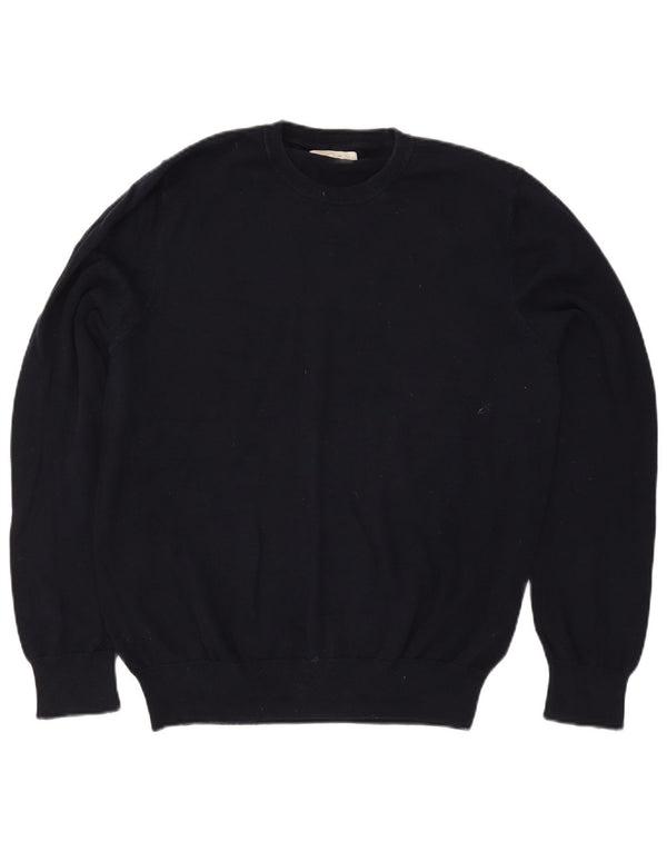 Marks & Spencer Mens Crew Neck Jumper Sweater Large Navy Blue Cotton