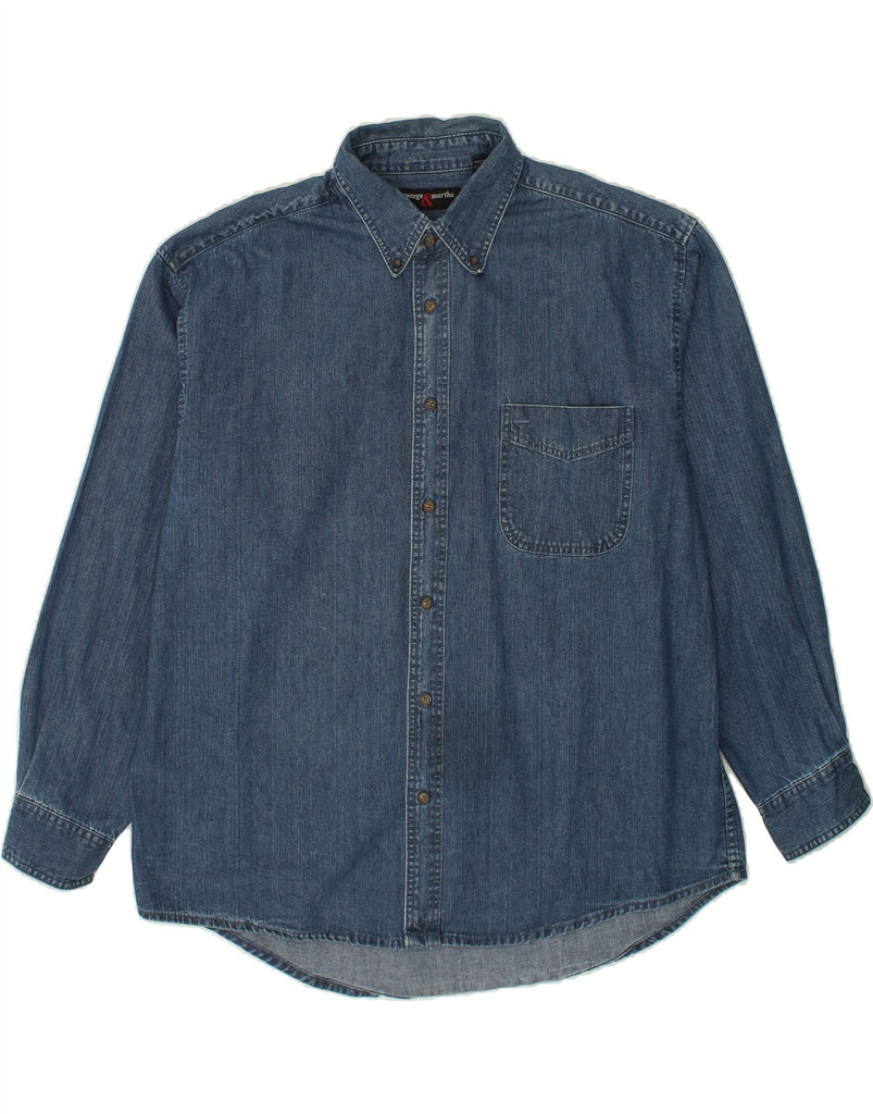 VINTAGE Mens Denim Shirt XL Blue Cotton Vintage Vintage and Second-Hand Vintage from Messina Hembry 