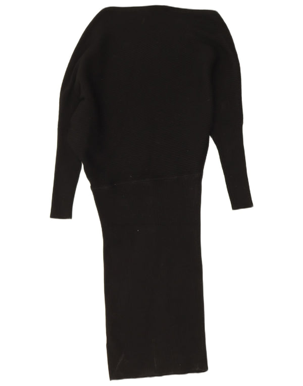 Reiss Womens Knit Drop Waist Dress UK 14 Medium Black Viscose