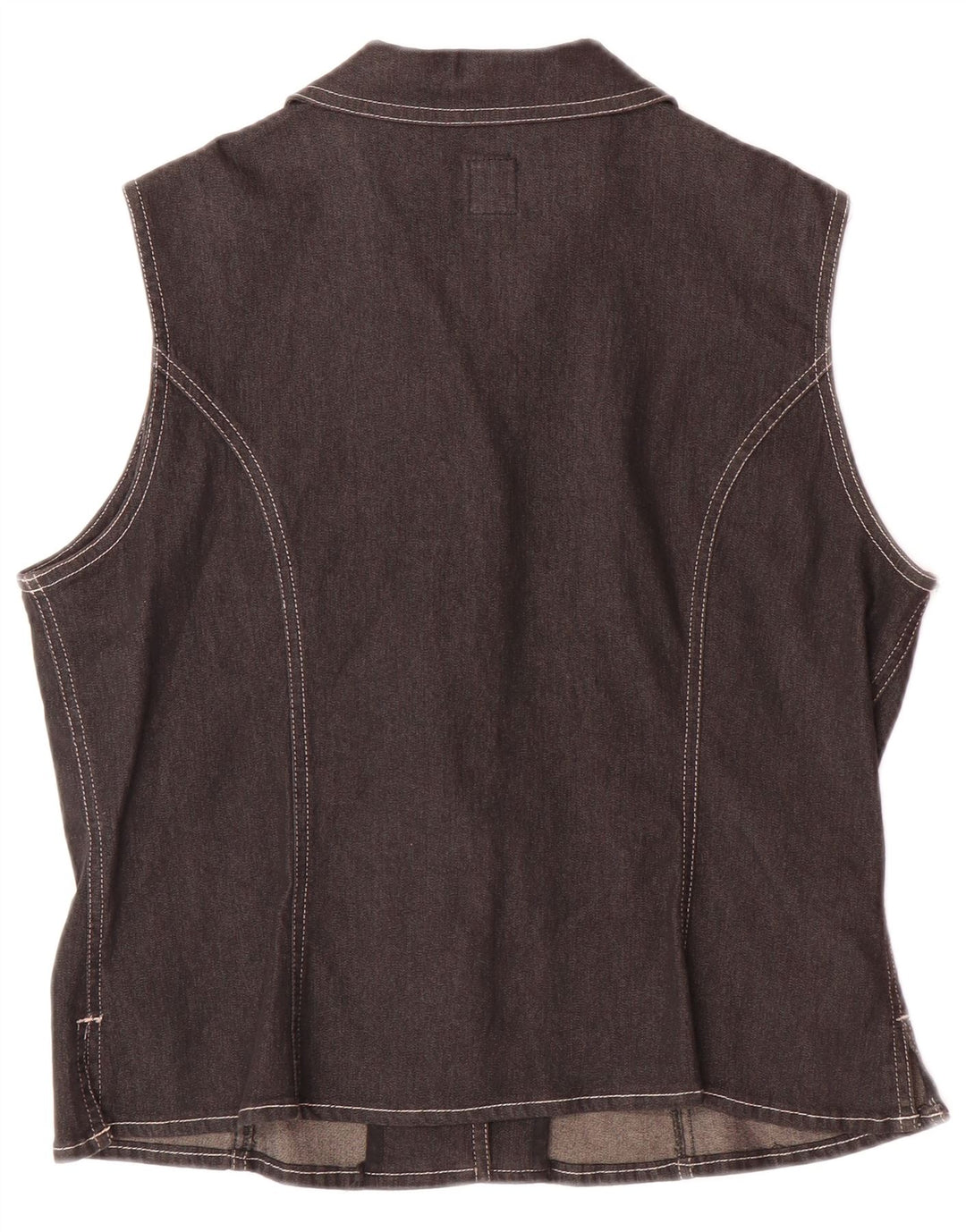 CAPPOPERA Womens Sleeveless Shirt UK 14 Large Black Cotton