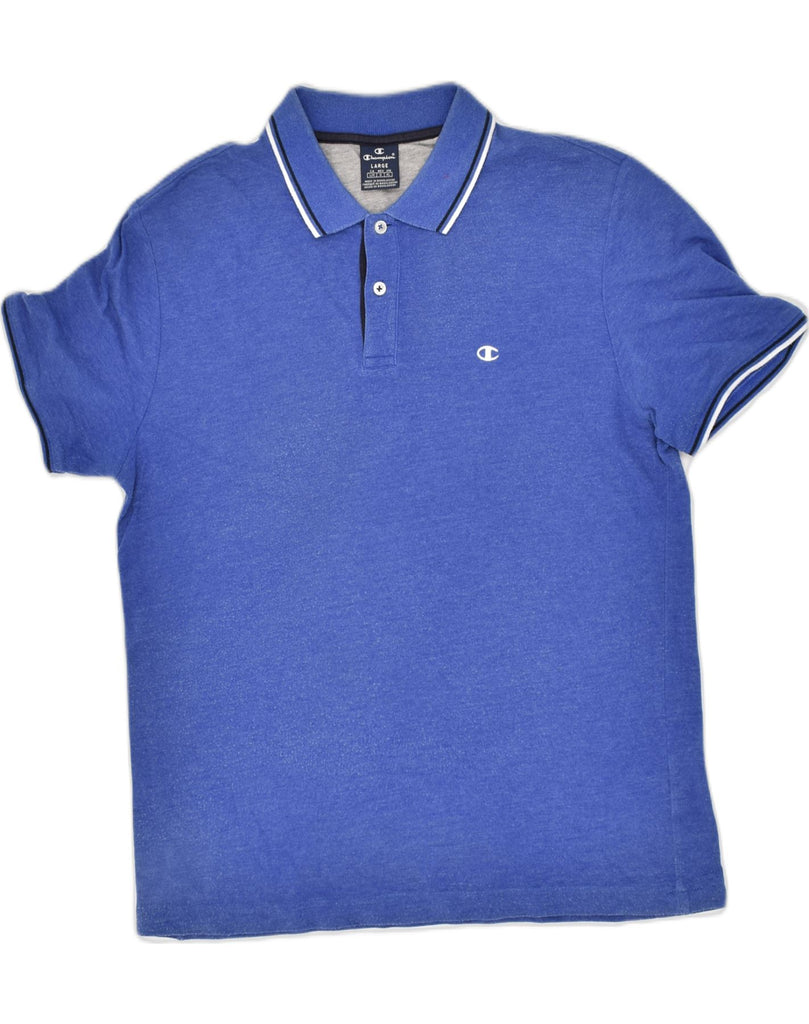 CHAMPION Mens Polo Shirt Large Blue Cotton | Vintage Champion | Thrift | Second-Hand Champion | Used Clothing | Messina Hembry 