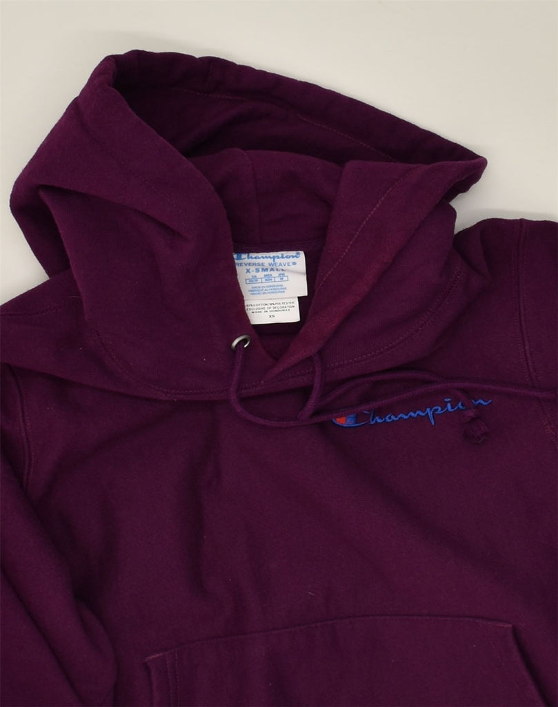 CHAMPION Womens Hoodie Jumper UK 6 XS Purple Cotton | Vintage Champion | Thrift | Second-Hand Champion | Used Clothing | Messina Hembry 