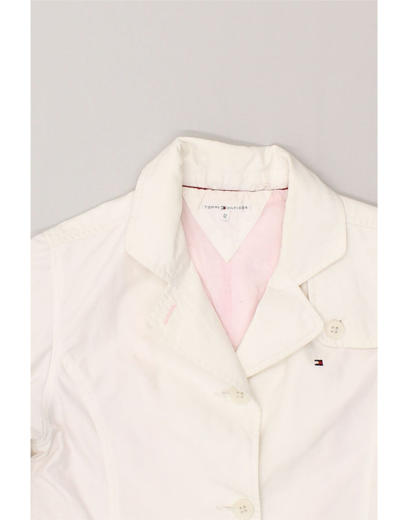 TOMMY HILFIGER Girls 3 Button Blazer Jacket 11-12 Years White Polyester | Vintage Tommy Hilfiger | Thrift | Second-Hand Tommy Hilfiger | Used Clothing | Messina Hembry 