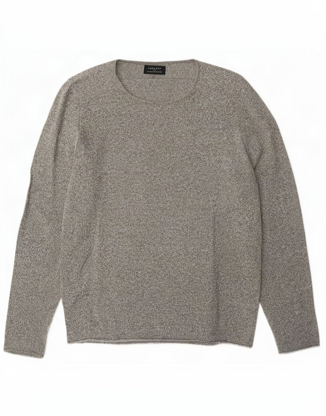 Zara Mens Boat Neck Jumper Sweater Large Grey Flecked Cotton
