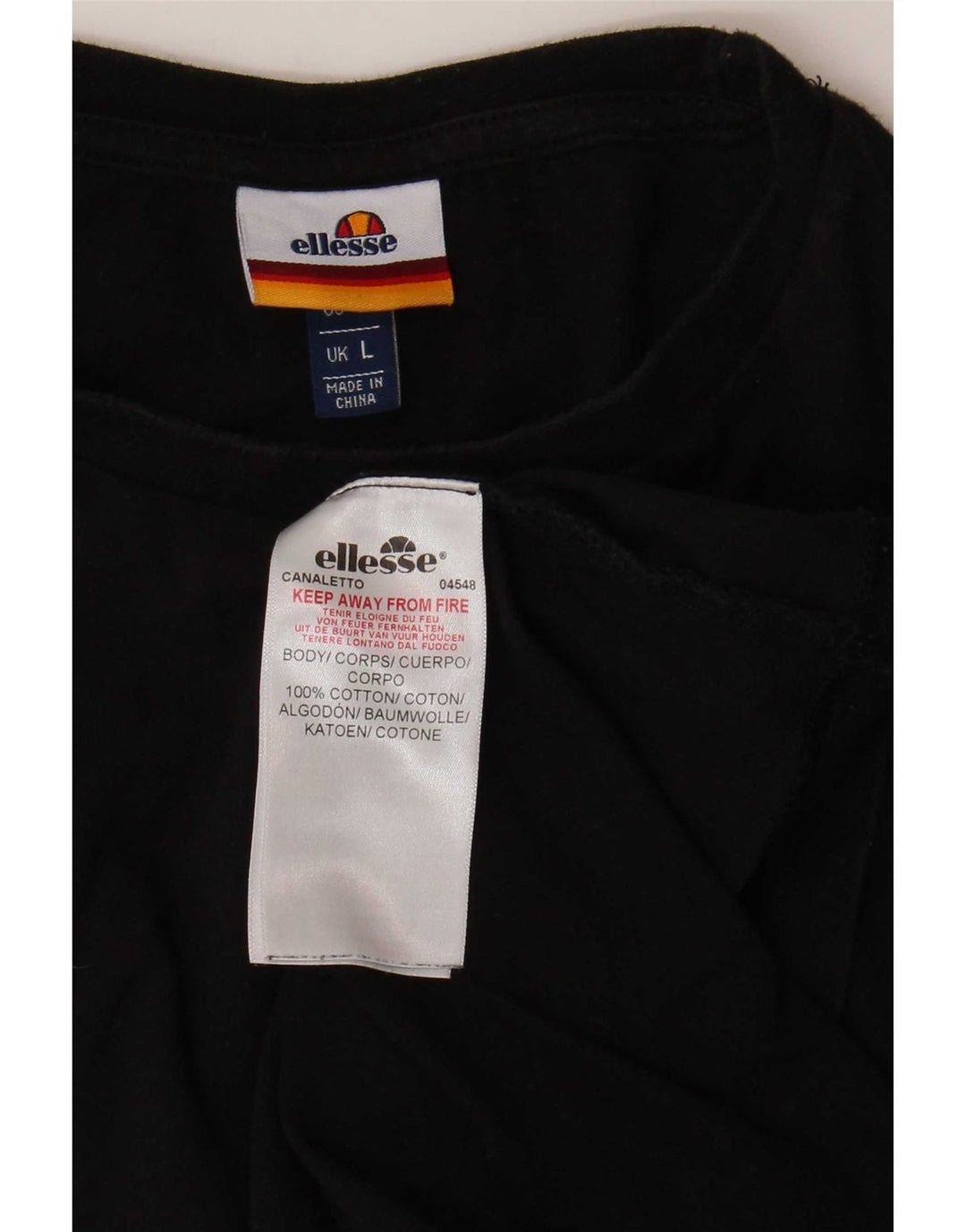 Ellesse Mens T-Shirt Top Large Black Cotton