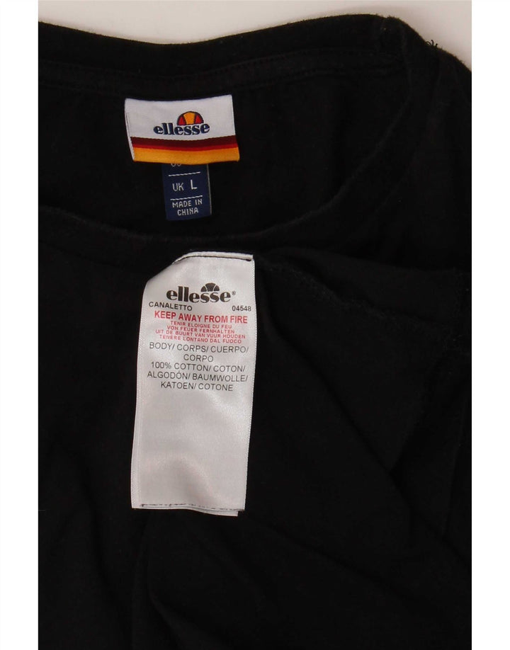 Ellesse Mens T-Shirt Top Large Black Cotton