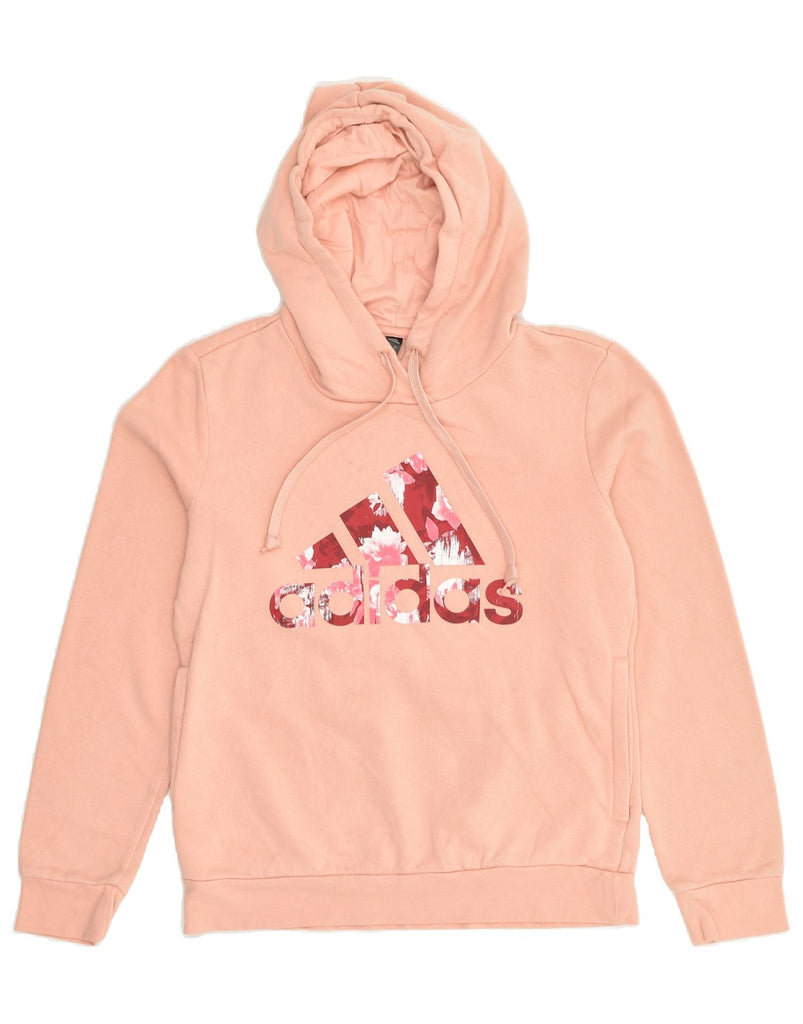 ADIDAS Womens Graphic Hoodie Jumper UK 8-10 Small Pink Cotton | Vintage Adidas | Thrift | Second-Hand Adidas | Used Clothing | Messina Hembry 