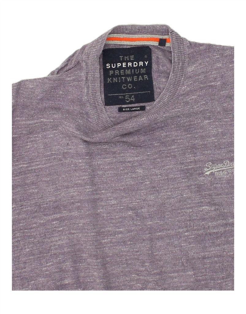 SUPERDRY Mens Crew Neck Jumper Sweater Large Purple Pinstripe | Vintage Superdry | Thrift | Second-Hand Superdry | Used Clothing | Messina Hembry 