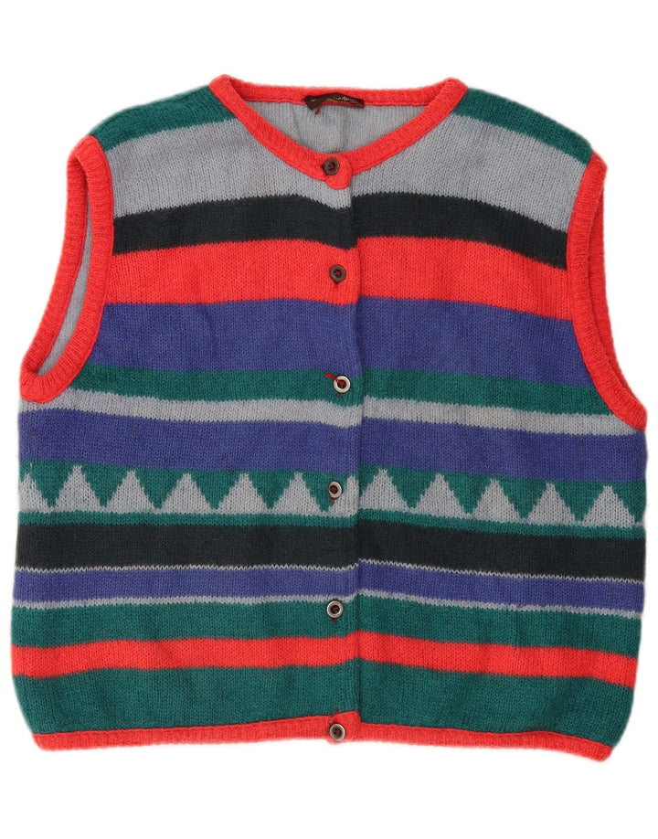 MAURICE ABOT Womens Cardigan Sweater UK 14 Medium Multicoloured Striped