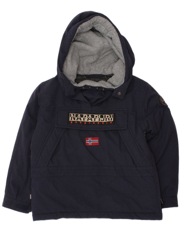 Napapijri Boys Geographic Graphic Hooded Anorak Jacket 5-6 Years Navy Blue