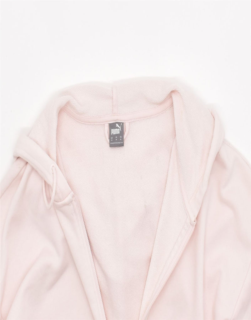 PUMA Womens Loose Fit Zip Hoodie Sweater UK 14 Medium Pink Cotton | Vintage | Thrift | Second-Hand | Used Clothing | Messina Hembry 